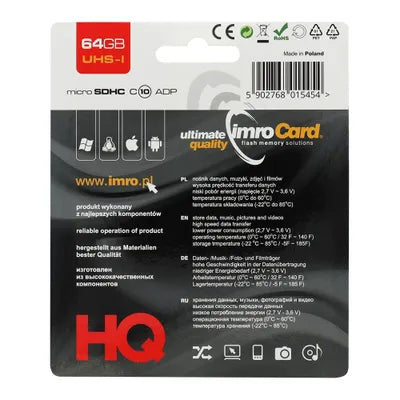 IMRO microSD memóriakártya 32GB / 64GB / 128GB 100MB/s 10-es osztály UHS 3 SD adapterrel