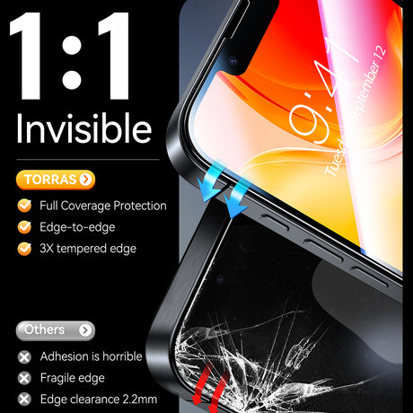 Folie de protectie Torras GlassGo Install Master compatibil cu iPhone 16e / iPhone 17e, Negru