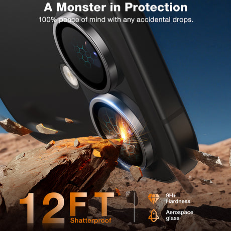 Folie de protectie Torras Lensguard Camera compatibil cu iPhone 16 / iPhone 16 Plus, Negru