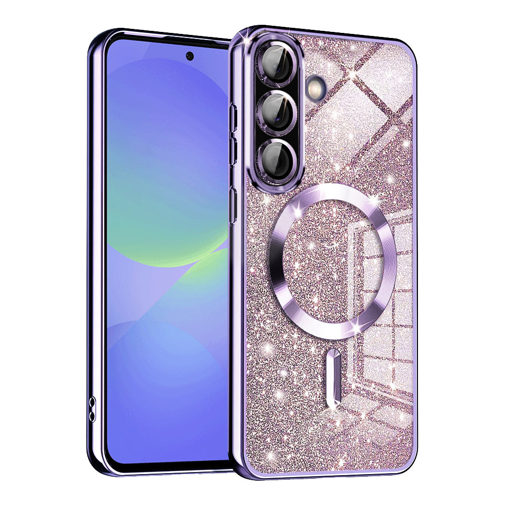 Techsuit Luxury Glitter MagSafe világoslila tok Samsung Galaxy A36 5G / Galaxy A56 5G telefonhoz
