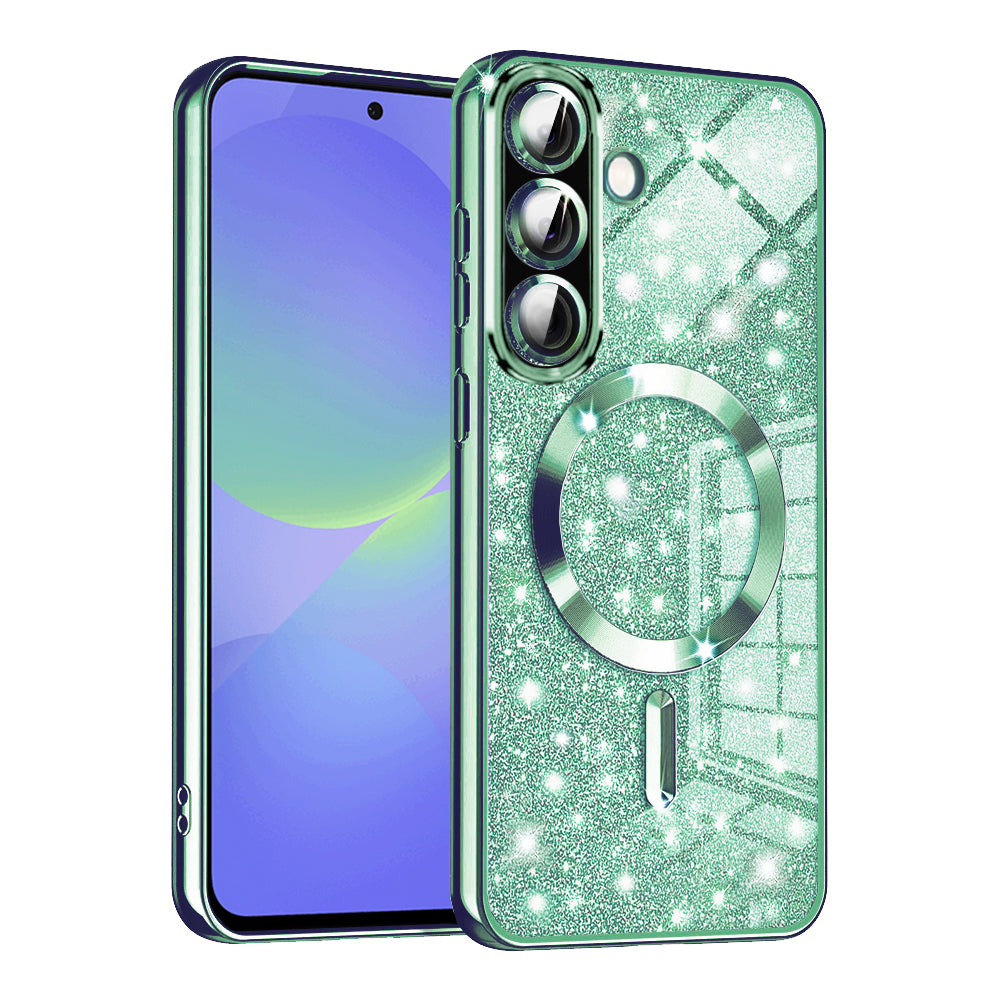 Husa de protectie Techsuit Luxury Glitter MagSafe compatibil cu Samsung Galaxy A36 5G / A56 5G, Verde Deschis