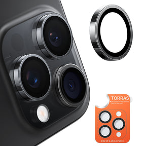 Torras Folie de protectie Torras Lensguard Camera compatibil cu iPhone 16 Pro / iPhone 16 Pro Max, Negru