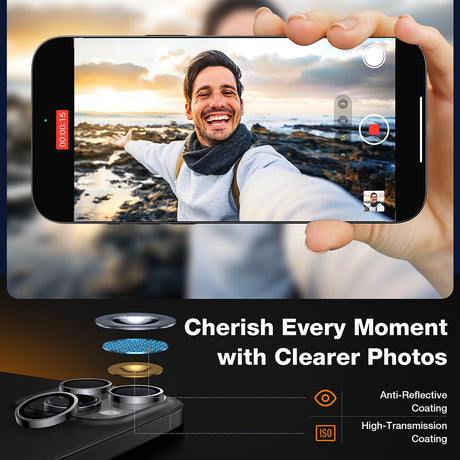 Torras Folie de protectie Torras Lensguard Camera compatibil cu iPhone 16 Pro / iPhone 16 Pro Max, Titanium Grey – imagi