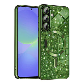 Husa de protectie Techsuit Luxury Glitter MagSafe compatibil cu Samsung Galaxy A36 5G / A56 5G, Deep Green
