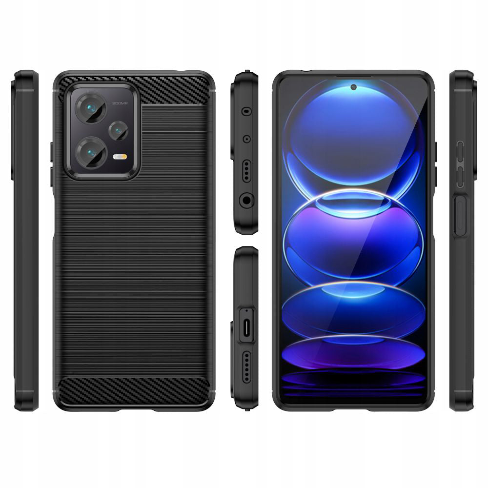 Husa de protectie Techsuit Carbon Silicone compatibil cu Xiaomi Redmi Note 12 5G / Poco X5, Negru