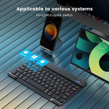 Tastatura/Mouse Techsuit Wireless Keyboard AirKeys (WK1), for Android, Windows, iOS, Bluetooth, 3 Brightness Levels, 7 colors, Type-C, Negru