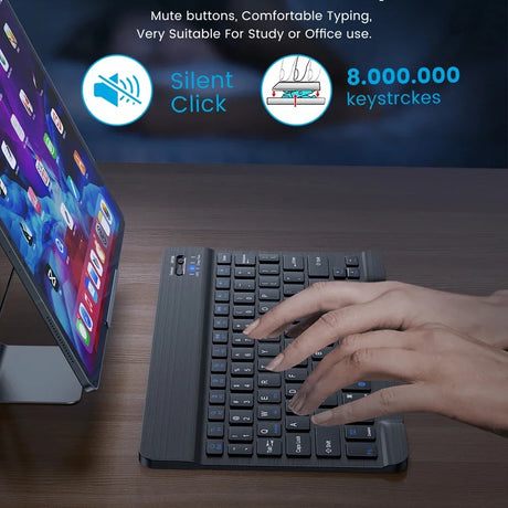 Tastatura/Mouse Techsuit Wireless Keyboard AirKeys (WK1), for Android, Windows, iOS, Bluetooth, 3 Brightness Levels, 7 colors, Type-C, Negru