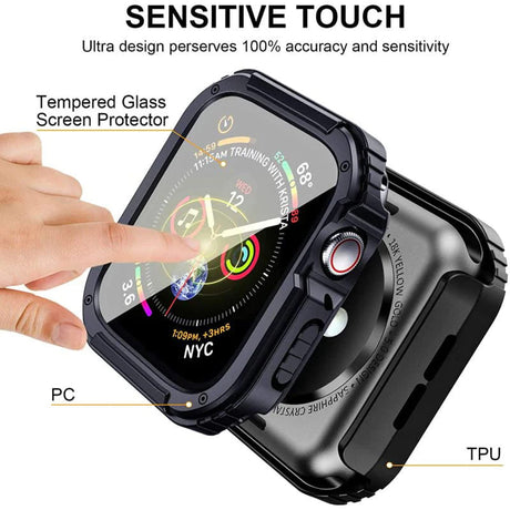 Folie de protectie smartwatch Lito Watch Armor 360 Case + Screen Protector compatibil cu Apple Watch 1 / 2 / 3 (38mm), Albastru