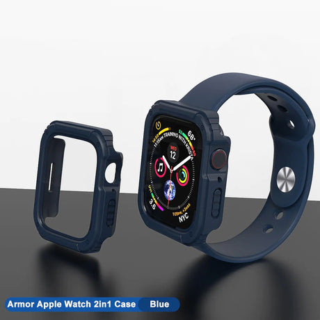 Folie de protectie smartwatch Lito Watch Armor 360 Case + Screen Protector compatibil cu Apple Watch 1 / 2 / 3 (38mm), Albastru
