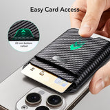 Suport ESR Premium Wallet Classic Geo MagSafe (2K64403), Smart 4 Cards Storage, Made from Artificial Leather, Negru Carbon Fiber