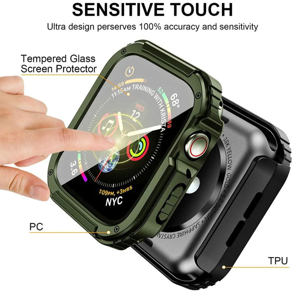Folie de protectie smartwatch Lito Watch Armor 360 Case + Screen Protector compatibil cu Apple Watch 1 / 2 / 3 (38mm), Verde
