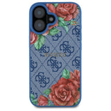 Husa de protectie Guess Hardcase 4G Flower Print MagSafe (GUHMP16SP4ROPEMCB) compatibil cu iPhone 16, Albastru