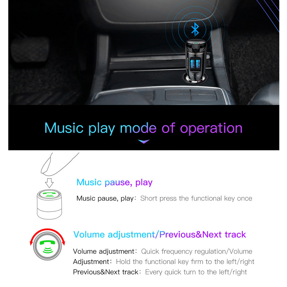 Incarcator Baseus Car MP3 Player S-06 (CCHC000001), Bluetooth FM Transmitter, USB, Cigarette Lighter Socket, Display, 12-24V, Negru