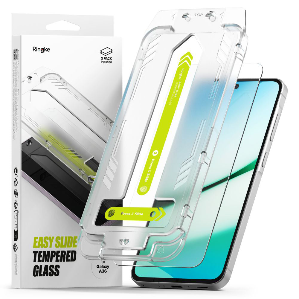 Folie de protectie Ringke Easy Slide Tempered Glass (set de 2) compatibil cu Samsung Galaxy A36 5G, Transparent