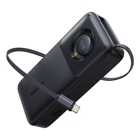Baterie externa Baseus Free2Pull (P10073700123-00), with Retractable USB-C Cable, Type-C, Display, 20000mAh, 65W, 0.7m, Negru