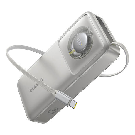 Baterie externa Baseus Free2Pull (P10073700843-00), with Retractable USB-C Cable, Type-C, Display, 20000mAh, 65W, 0.7m, Gri