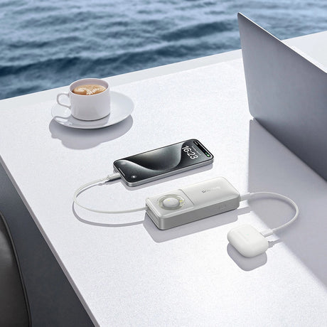 Baterie externa Baseus Free2Pull (P10073701843-00), with Retractable USB-C Cable, Type-C, Display, 10000mAh, 30W, 0.7m, Gri