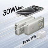 Baterie externa Baseus Free2Pull (P10073701843-00), with Retractable USB-C Cable, Type-C, Display, 10000mAh, 30W, 0.7m, Gri