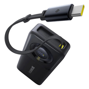 Baterie externa Baseus Free2Pull (P10073701123-00), with Retractable USB-C Cable, Type-C, Display, 10000mAh, 30W, 0.7m, Negru