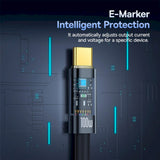 Cablu Baseus Explorer (P10319703111-00), Type-C, Fast Charge, 100W, with Auto Shutdown, Naylon, 1m, Cluster Black