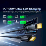 Cablu Baseus Explorer (P10319703111-00), Type-C, Fast Charge, 100W, with Auto Shutdown, Naylon, 1m, Cluster Black