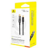 Cablu Baseus Explorer (P10319703111-00), Type-C, Fast Charge, 100W, with Auto Shutdown, Naylon, 1m, Cluster Black