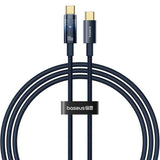 Cablu Baseus Explorer (P10319704321-00), Type-C, Fast Charge, 100W, with Auto Shutdown, Naylon, 1m, Deepsea Blue