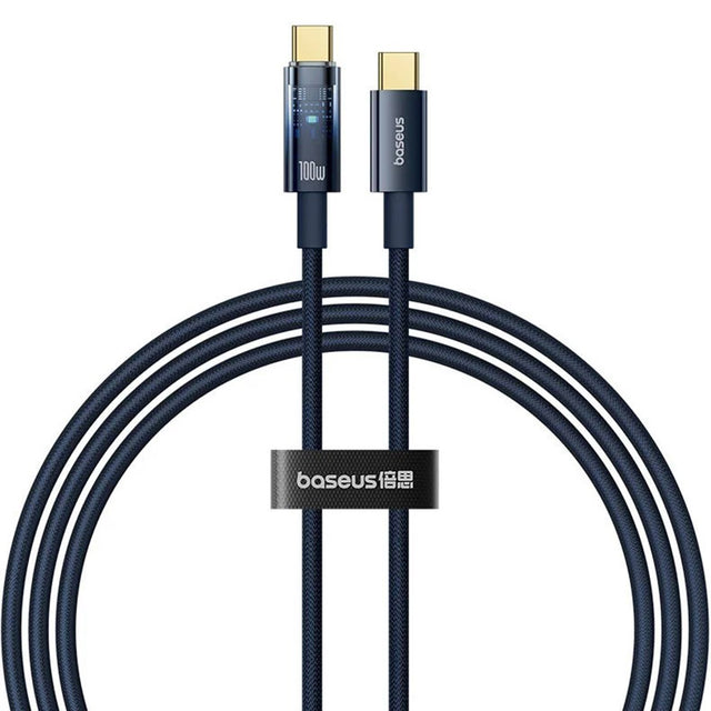 Cablu Baseus Explorer (P10319704321-00), Type-C, Fast Charge, 100W, with Auto Shutdown, Naylon, 1m, Deepsea Blue