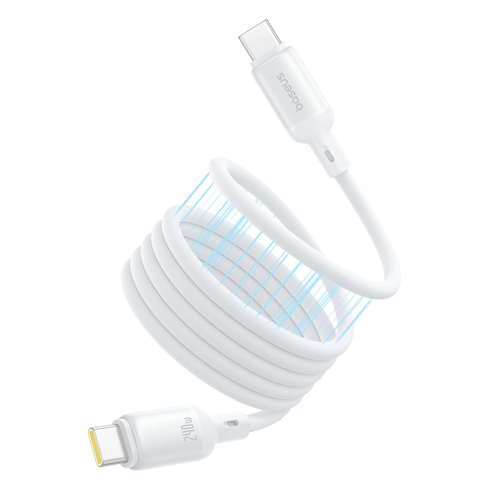 Cablu Baseus PicoGo (P10376800211-00), Magnetic, Type-C to Type-C, 240W, Fast Charging, 480Mbps, Silicone, 1m, Alb
