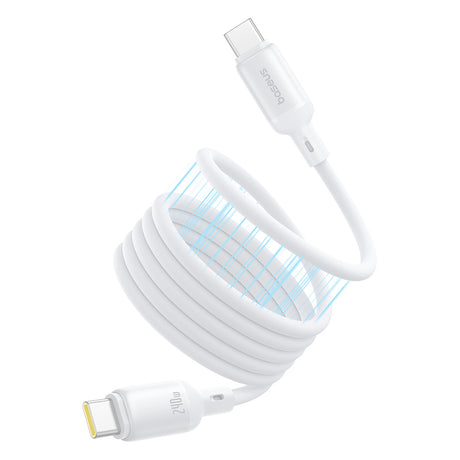 Cablu Baseus PicoGo (P10376800211-00), Magnetic, Type-C to Type-C, 240W, Fast Charging, 480Mbps, Silicone, 1m, Alb