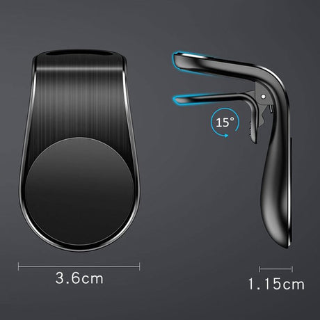 Suport Techsuit AirGrip (S7), Waterfall-Shaped, Magnetic Secure Grip for Air Vent, Clamp Grip, Negru / Silver
