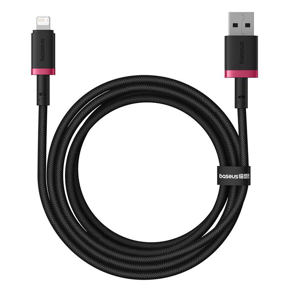 Cablu Baseus Dura Series (P10377801U01-03), USB to Lightning, Fast Charging, 2.4A, 480Mbps, Nylon, 2m, Rosu / Black