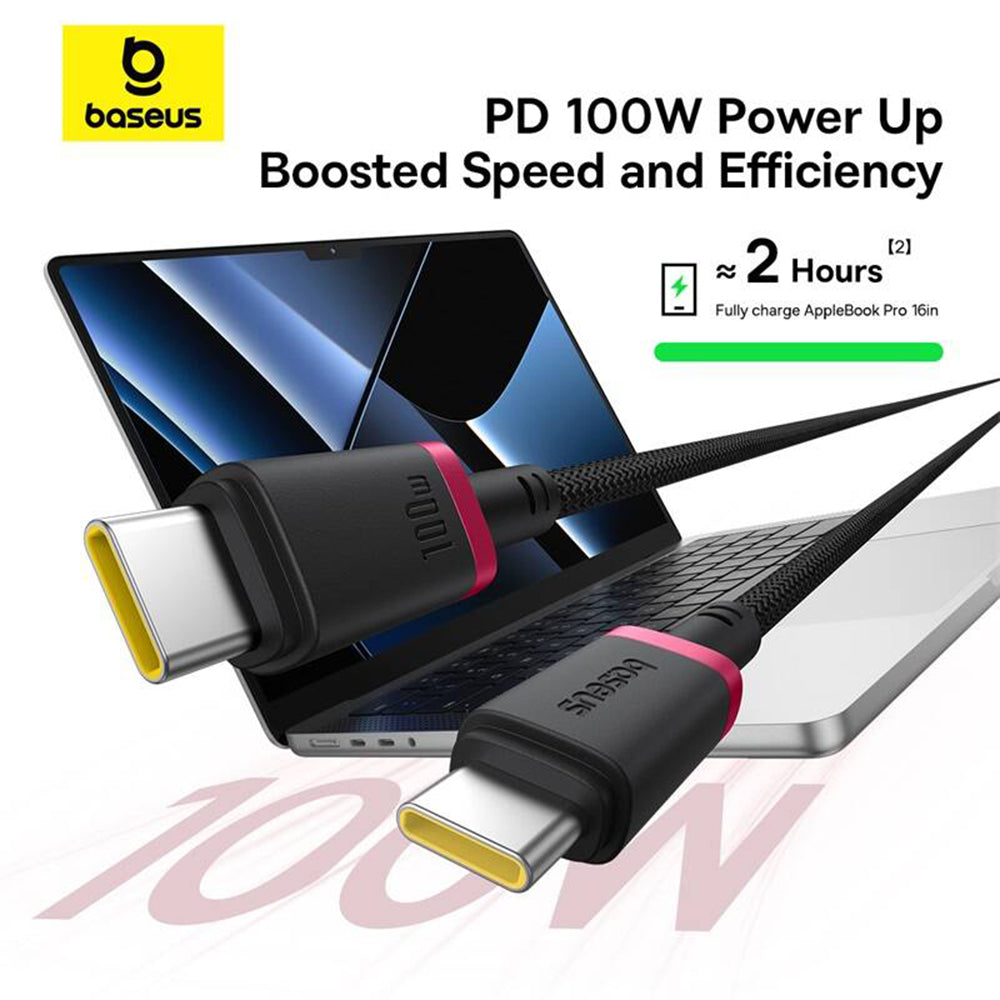 Cablu Baseus Dura Series (P10377803U01-01), for MacBook, Type-C, Fast Charge, PD 100W, 480Mbps, 1m, Rosu / Black