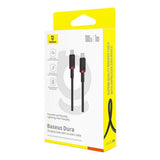 Cablu Baseus Dura Series (P10377803U01-01), for MacBook, Type-C, Fast Charge, PD 100W, 480Mbps, 1m, Rosu / Black