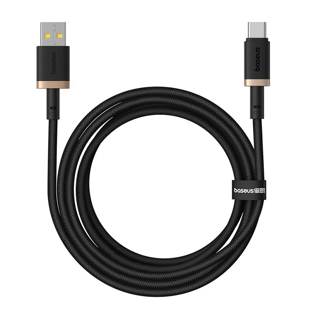 Cablu Baseus Dura Series (P10377802U01-02), USB to Type-C, Fast Charging, 60W, 480Mbps, Naylon, 2m, Auriu / Black