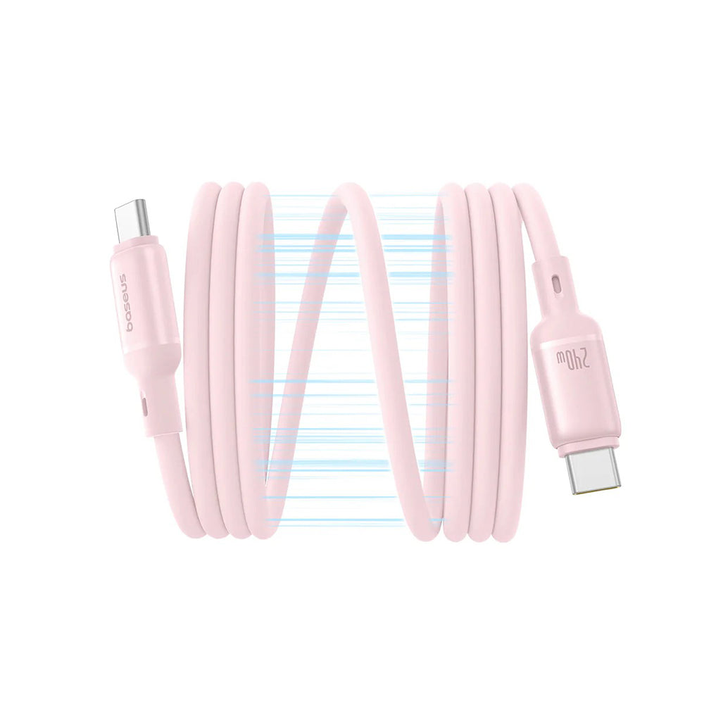 Cablu Baseus PicoGo (P10376800411-00), Magnetic, Type-C to Type-C, 240W, Fast Charging, 480Mbps, Silicone, 1m, Roz