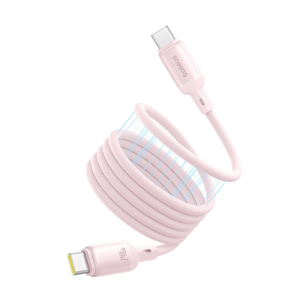 Cablu Baseus PicoGo (P10376800411-00), Magnetic, Type-C to Type-C, 240W, Fast Charging, 480Mbps, Silicone, 1m, Roz