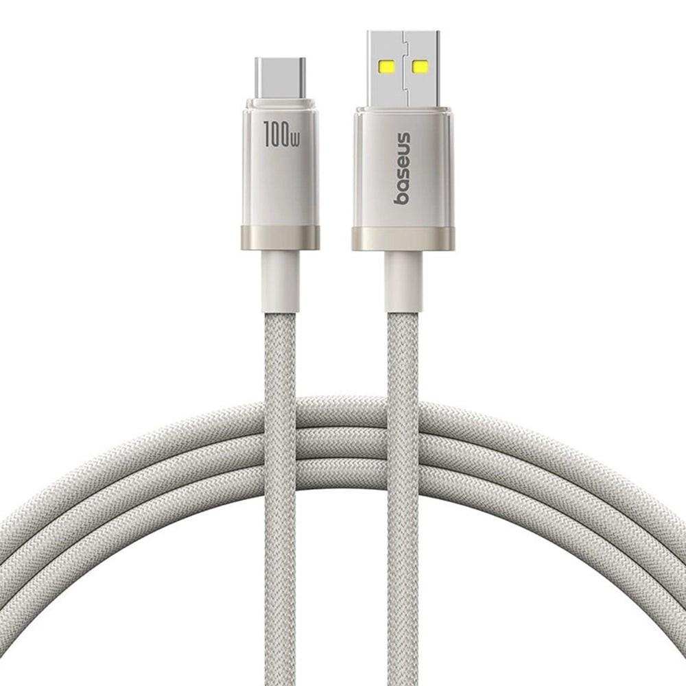 Cablu Baseus Titanium (P10378102G21-02), USB to Type-C 100W, Fast Charging, 480Mbps, Naylon, 2m, Argintiu