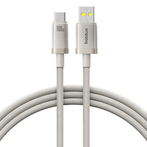 Cablu Baseus Titanium (P10378102G21-02), USB to Type-C 100W, Fast Charging, 480Mbps, Naylon, 2m, Argintiu
