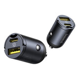 Incarcator Baseus Car Tiny Star Mini (C00035001121-02), USB, Type-C, 30W, with Built-in Pull Handle, 12V to 24V, Negru