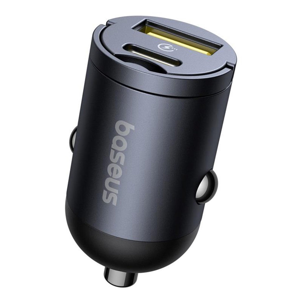 Incarcator Baseus Car Tiny Star Mini (C00035001121-02), USB, Type-C, 30W, with Built-in Pull Handle, 12V to 24V, Negru
