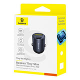 Incarcator Baseus Car Tiny Star Mini (C00035001121-02), USB, Type-C, 30W, with Built-in Pull Handle, 12V to 24V, Negru