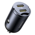 Incarcator Baseus Car Tiny Star Mini (C00035001121-03), 2x Type-C, 30W, with Built-in Pull Handle, 12V to 24V, Negru