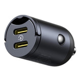 Incarcator Baseus Car Tiny Star Mini (C00035001121-03), 2x Type-C, 30W, with Built-in Pull Handle, 12V to 24V, Negru
