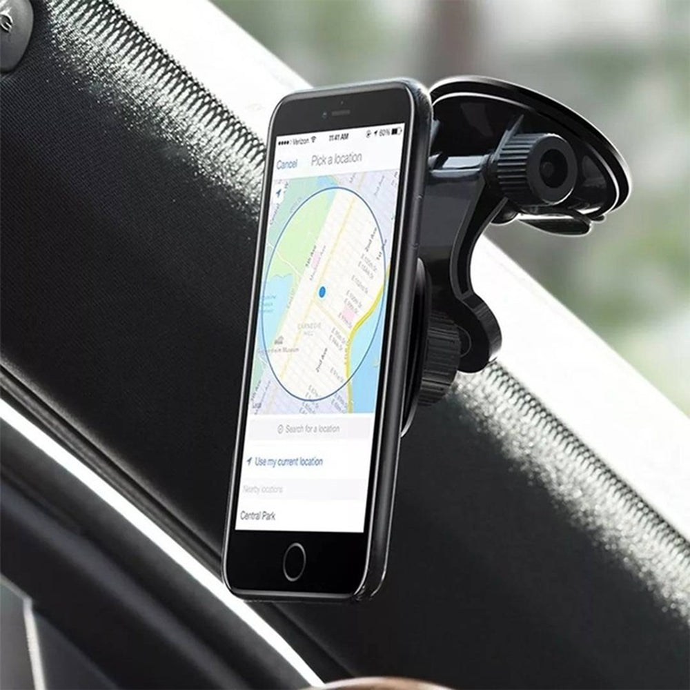 Suport Techsuit MagGrip (S6), for Dashboard, Magnetic Grip, 360° Rotation, Suction Cup, 2 Metal Plates, Negru /Red