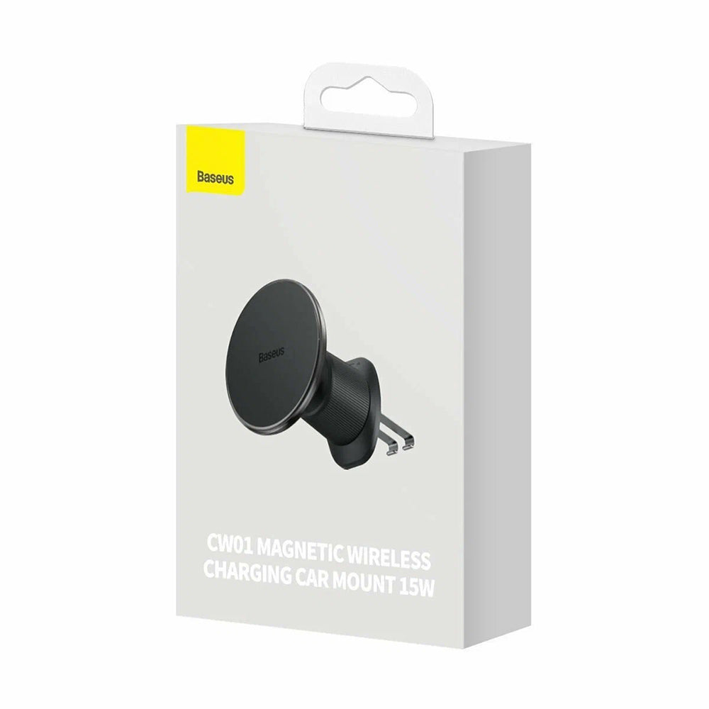 Suport Baseus Wireless Car Vent (C40141001111-00), 15W, N52 Magnets, 360°, Ambient Light, Anti-Shake, Mini Size, Negru