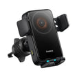 Suport Baseus Wireless Car Vent Wisdom Pro (C40381501123-00), 15W, 360°, Auto Coil Alignment, LED Light, 7.2inch, Negru