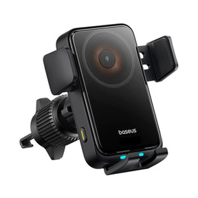 Suport Baseus Wireless Car Vent Wisdom Pro (C40381501123-00), 15W, 360°, Auto Coil Alignment, LED Light, 7.2inch, Negru