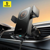 Suport Baseus Wireless Car Vent Wisdom Pro (C40381501123-00), 15W, 360°, Auto Coil Alignment, LED Light, 7.2inch, Negru