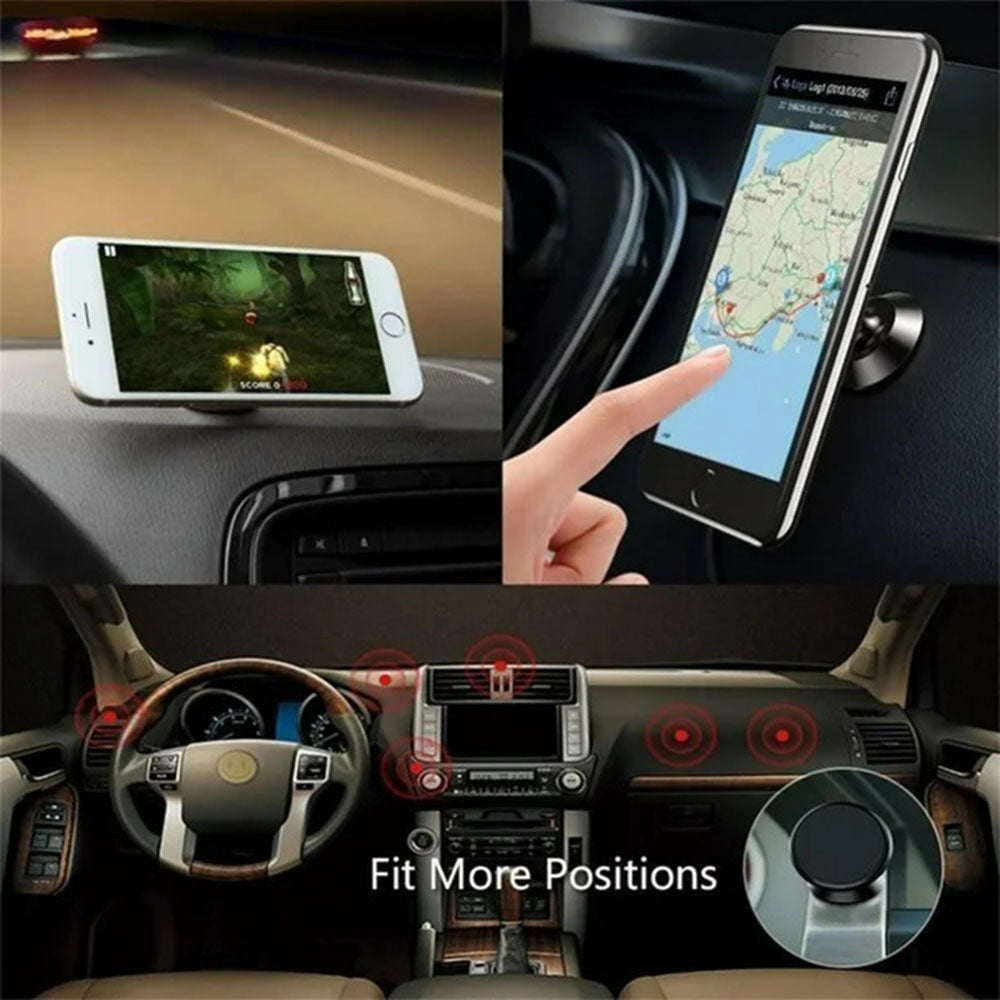 Suport Techsuit TinyGrip (S10), Universal Magnetic Mobile Mount, with Metal Plate, Strong Magnet, Negru